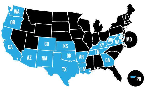 Map of the United States depicting RRC RPLS certifications